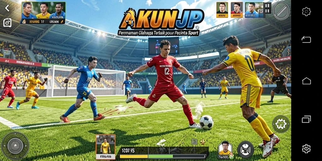 Tampilan gameplay seru dalam AKUNJP menunjukkan aksi olahraga yang mendebarkan.