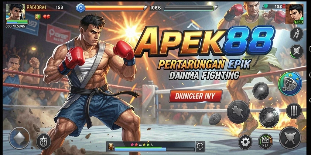 Tangkapan layar APEK88 menampilkan pertarungan darat yang intens dan karakter yang berani.