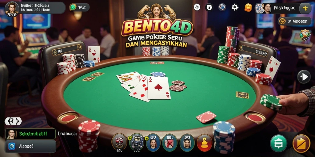 Tampilan antarmuka BENTO4D yang menarik saat bermain Poker.