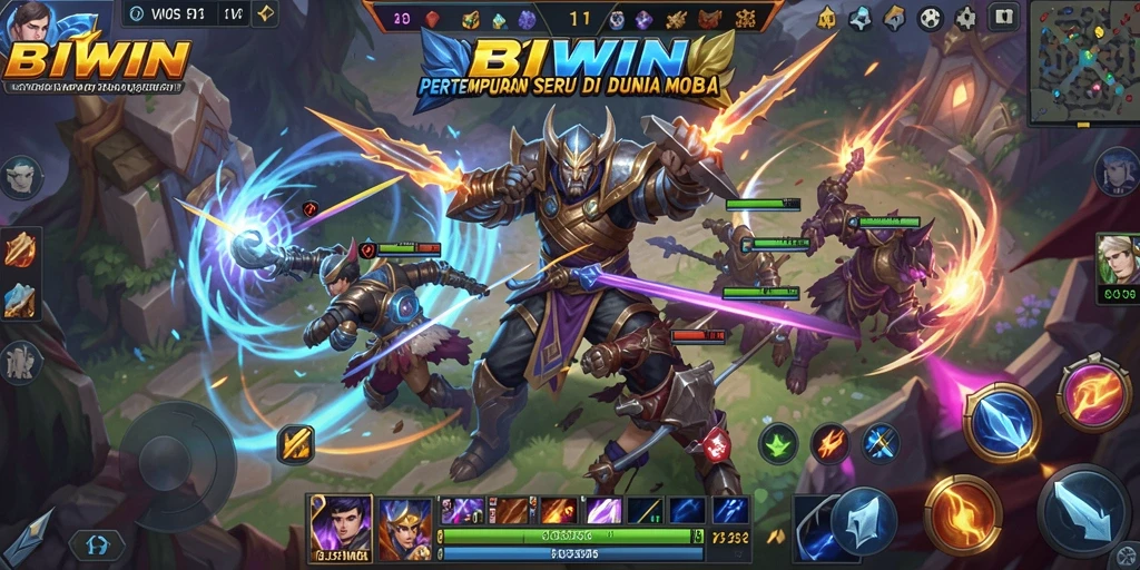 Tampilan gameplay seru BIWIN dengan karakter yang beraksi di medan perang.