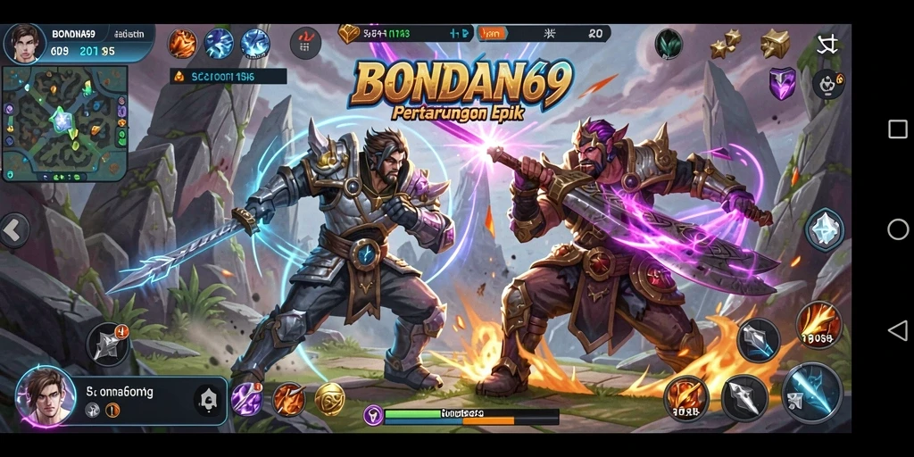 Tampilan gameplay menegangkan di arena pertarungan BONDAN69.