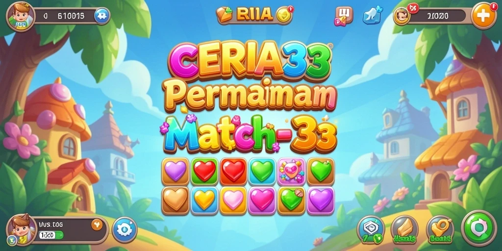 Screenshot CERIA33 menampilkan gameplay Match-3 yang menarik dan penuh warna.