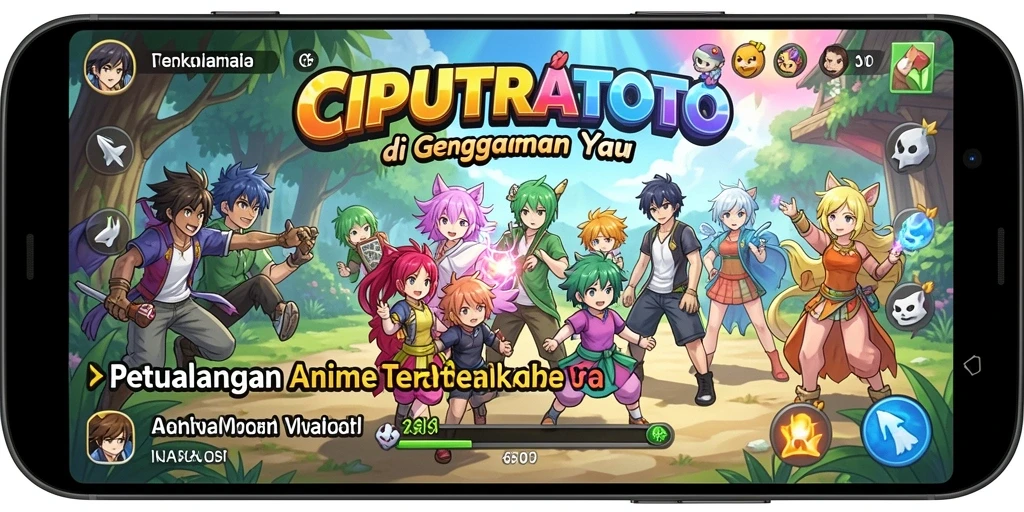 Tangkapan layar utama CIPUTRATOTO menampilkan pertarungan karakter Anime yang seru.