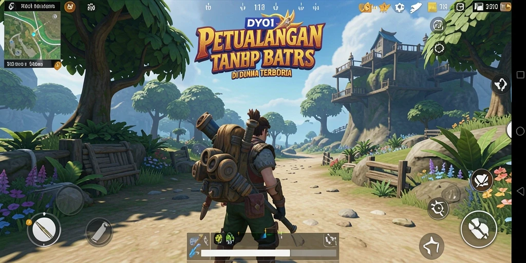 Tangkapan layar gameplay DY01 menampilkan petualangan seru dalam dunia terbuka.