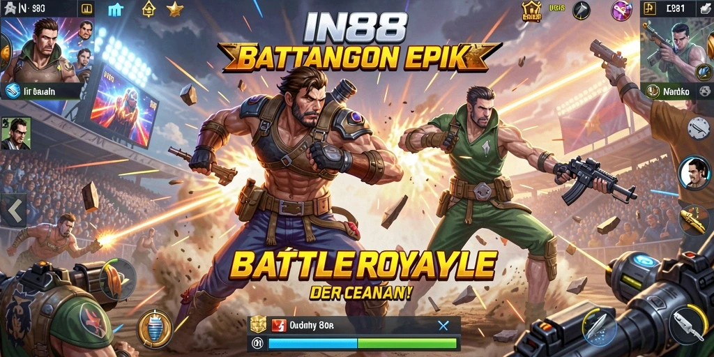 Skrinsut IN88 menampilkan pertempuran seru di medan tempur Battle Royale.