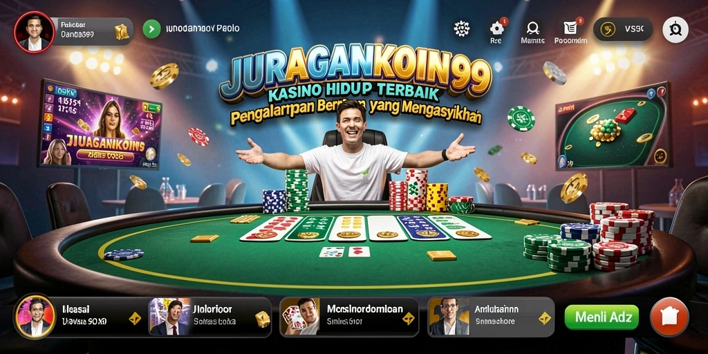 Menampilkan dealer profesional dalam sesi Live Casino yang seru.