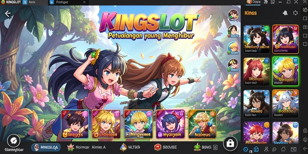 Tampilan gameplay KINGSLOT dengan karakter anime yang dinamis.
