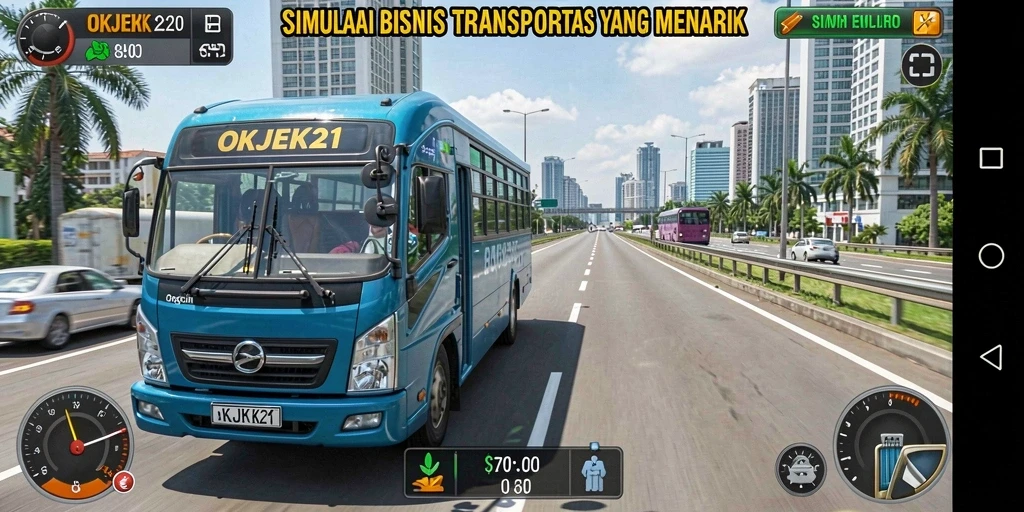 Screenshot utama OKJEK21 menampilkan gameplay Tycoon yang seru.