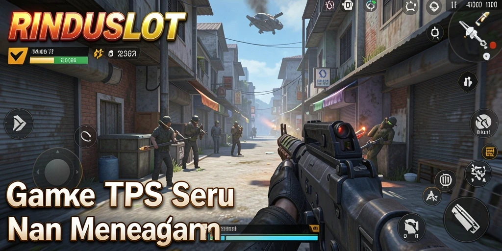 Tampilan screenshot RINDUSLOT menunjukkan gameplay TPS yang seru.