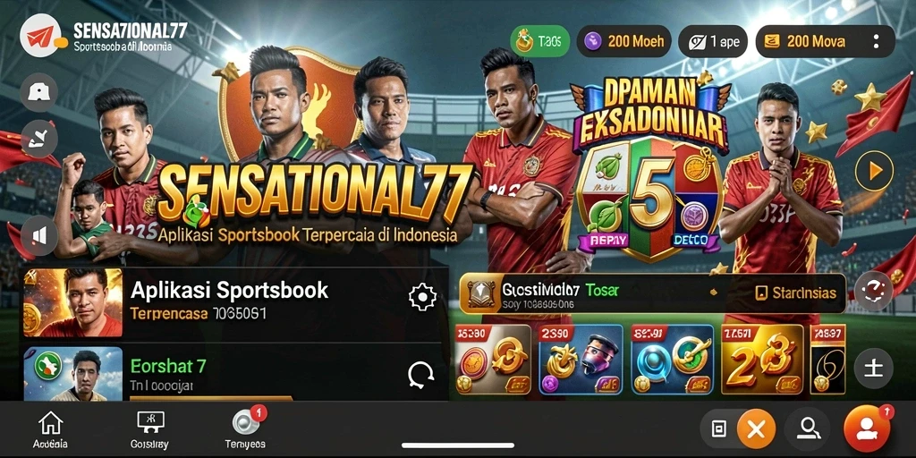 Tampilan gameplay SENSATIONAL77 di aplikasi Sportsbook.
