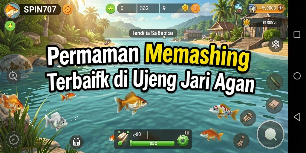 Tampilan gameplay SPIN707 yang mengasyikan saat memancing di lokasi cantik.